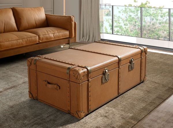 Коричневый кожаный чемодан-сундук 2146 от интернет-магазина IDODOM.RU