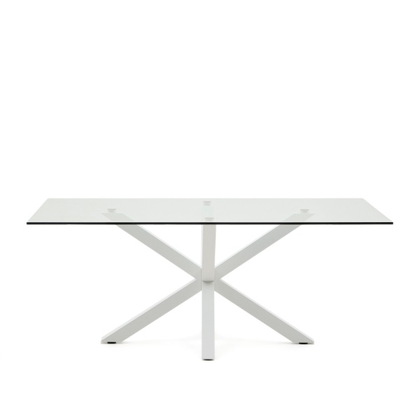 Стеклянный стол Arya с белыми стальными ножками 200x100 от интернет-магазина IDODOM.RU