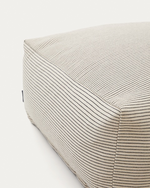 Пуф Famara со съемным чехлом из хлопка с полосками цвета экрю 60 x 60 от интернет-магазина IDODOM.RU