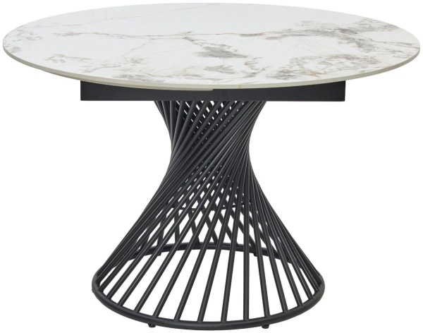 Стол круглый раскладной Tower (120+35+35) керамика глянцевая, светлая от интернет-магазина IDODOM.RU