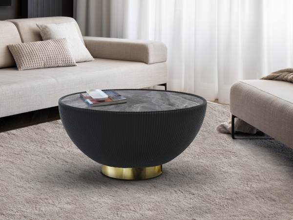 Круглый журнальный столик Candy черный-латунь от интернет-магазина IDODOM.RU