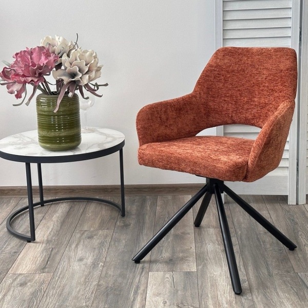 Стул Gandi шенил оранжевый, поворотно-возвратный механизм 180 градусов от интернет-магазина IDODOM.RU