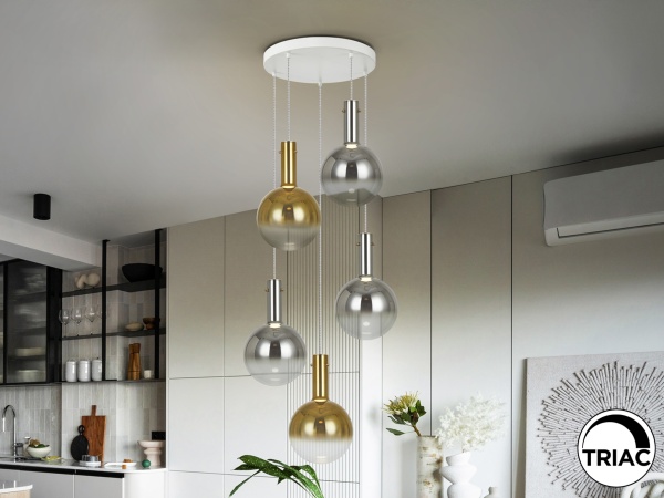 Подвесной светильник Matices 5L белый-дымчатый-золотой от интернет-магазина IDODOM.RU