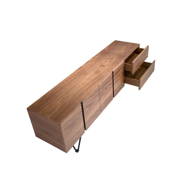 Тумба под телевизор 3260/MF2308 из ореха и черной стали от интернет-магазина IDODOM.RU