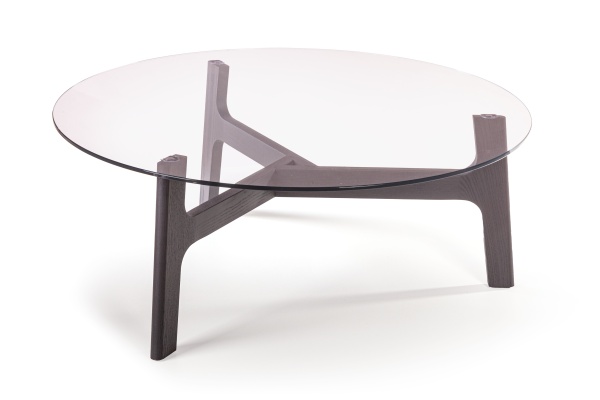 Журнальный столик Woddy D900 массив + стекло / опоры черничный шоколад от интернет-магазина IDODOM.RU
