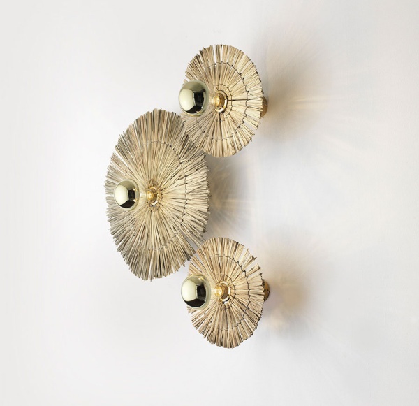 Бра Laos натуральная соломка 30 cm + цоколь 5 cm золотой металл от интернет-магазина IDODOM.RU