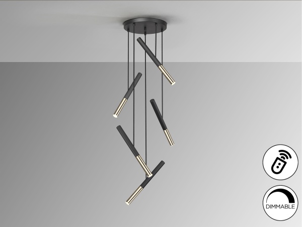 Люстра Edna 5L черный / золотой DIM от интернет-магазина IDODOM.RU