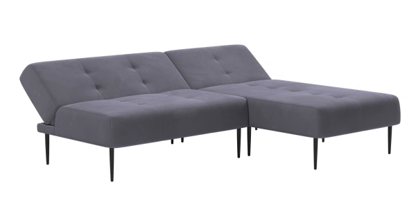 Monaco диван-кровать с шезлонгом, без подлокотников, бархат серый 27 от интернет-магазина IDODOM.RU
