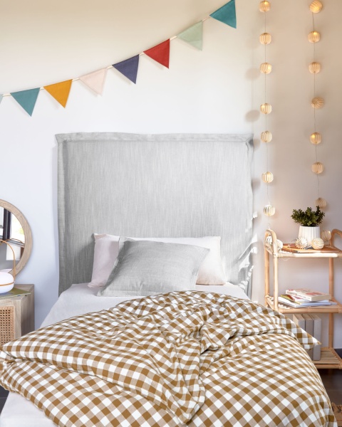 Изголовье из льняной ткани серого цвета Tanit со съемным чехлом 106 x 106 см от интернет-магазина IDODOM.RU