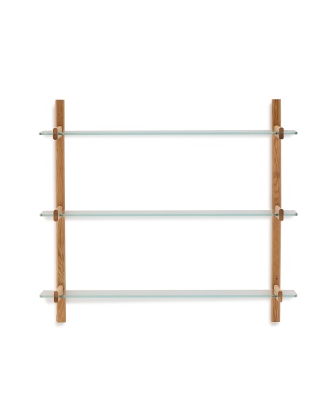 Модульная полка Sitra 3 стеклянные полки и каркас из массива дуба 110 см от интернет-магазина IDODOM.RU