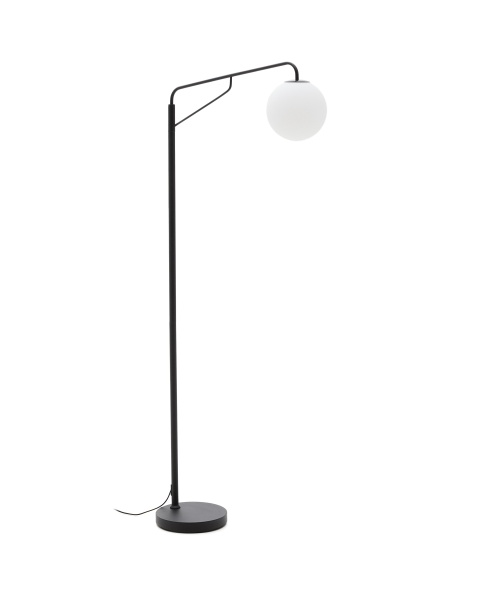 Торшер Eilo из черной стали с плафоном из матового стекла от интернет-магазина IDODOM.RU