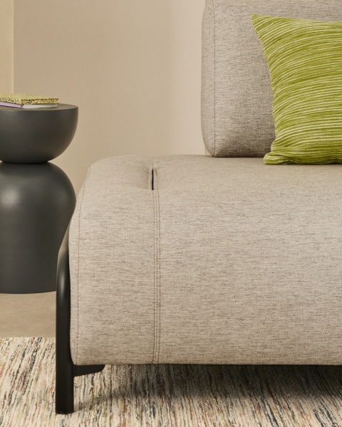 2-местный модуль дивана Compo из шенилла серо-бежевого цвета с черным каркасом, 200 см от интернет-магазина IDODOM.RU