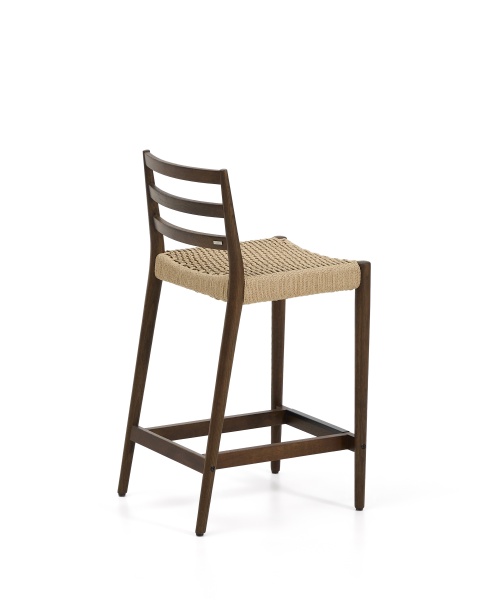 Полубарный стул Analy из массива дуба в отделке орех и веревочным сиденьем 65 см от интернет-магазина IDODOM.RU