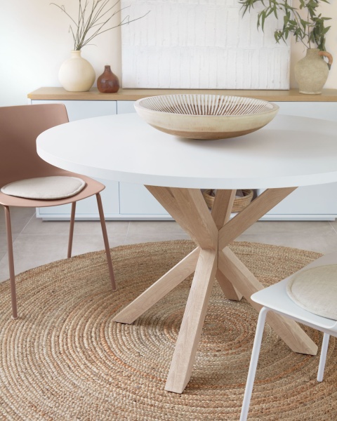 ARYA Стол с белой столешницей с отделкой из меламина на стальных ножках с отделкой под дерево от интернет-магазина IDODOM.RU