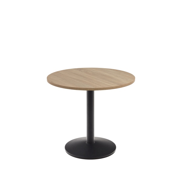 Esilda Круглый стол с меламиновой натуральной отделкой и черной металлической  ножкой от интернет-магазина IDODOM.RU