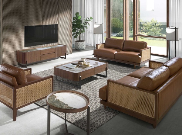 Круглый журнальный столик 2130/437-B из ореха и керамики от интернет-магазина IDODOM.RU