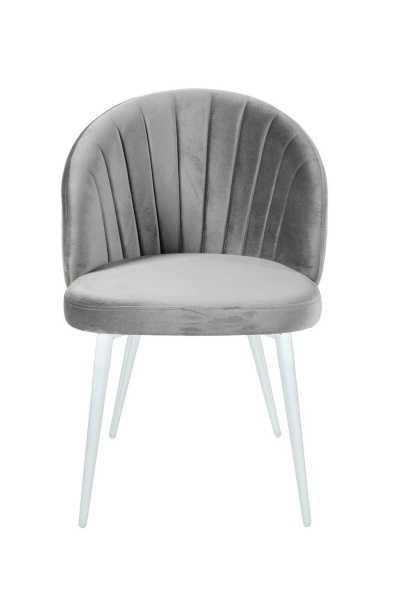 Стул Mont Blanc, бархат серый 02 / белый конус от интернет-магазина IDODOM.RU