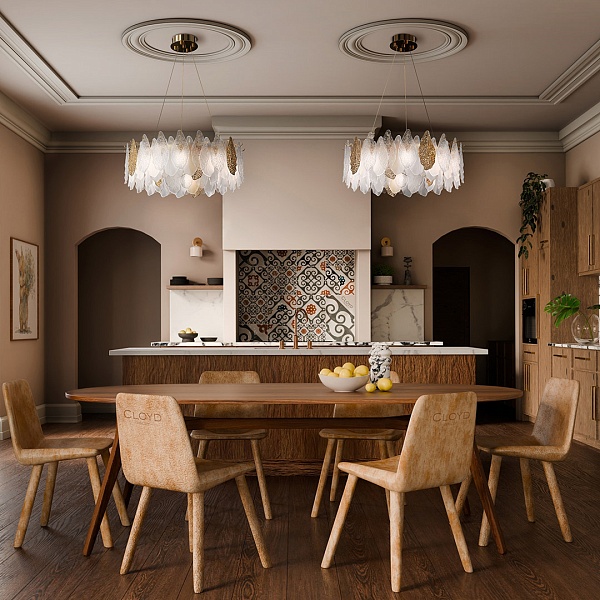 Люстра Cloyd SENEGAL-B C6 / Ø50 см - с золотыми листьями - золото (арт.11170) от интернет-магазина IDODOM.RU