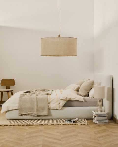 Кровать Martina со съемным чехлом из шенилла цвета экрю 160 x 200 от интернет-магазина IDODOM.RU