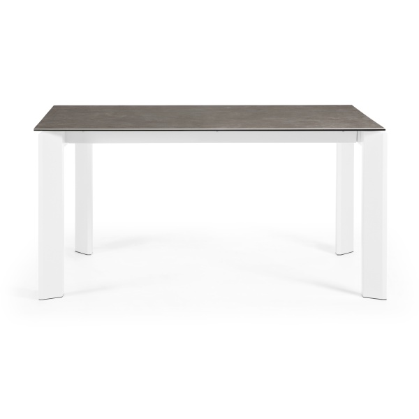 Стол Atta 160 (220)x90 керамика Vulcano Ash, белые ножки от интернет-магазина IDODOM.RU