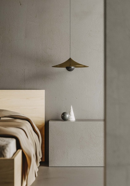 Подвесной светильник Hat золотой металл/черный мрамор от интернет-магазина IDODOM.RU