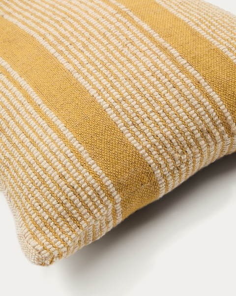 Чехол для подушки Aylin из горчичного и бежевого джута с вышивкой 40 x 60 см от интернет-магазина IDODOM.RU