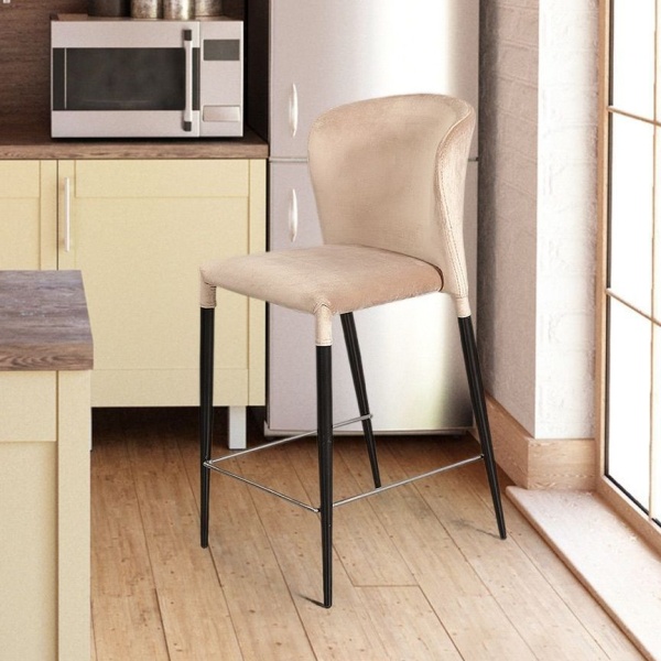 Стул полубарный Albert, бархат бежевый 5/опора конус от интернет-магазина IDODOM.RU