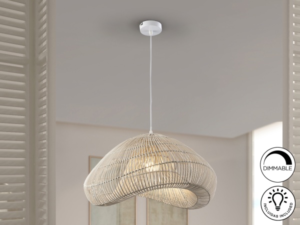 Sabah Подвесной светильник из белого ротанга от интернет-магазина IDODOM.RU