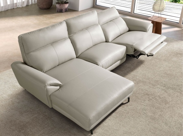 5-местный диван с левым шезлонгом 6220 из серой кожи от интернет-магазина IDODOM.RU