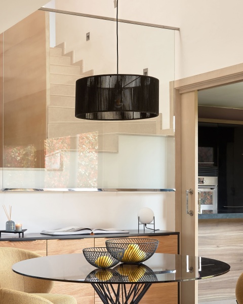 Потолочный плафон из хлопка Cantia с черной отделкой Ø 47 см от интернет-магазина IDODOM.RU