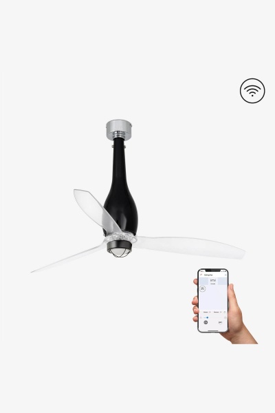 Блестящий черный/прозрачный вентилятор Eterfan M LED DC SMART от интернет-магазина IDODOM.RU