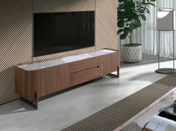 Тумба под ТВ 3250/437-F из ореха со столешницей из керамики от интернет-магазина IDODOM.RU