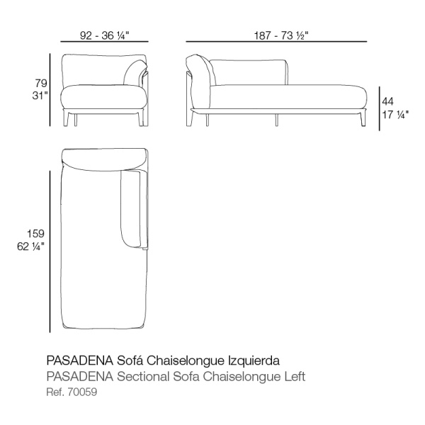 Уличный модульный диван Pasadena шезлонг левый от интернет-магазина IDODOM.RU