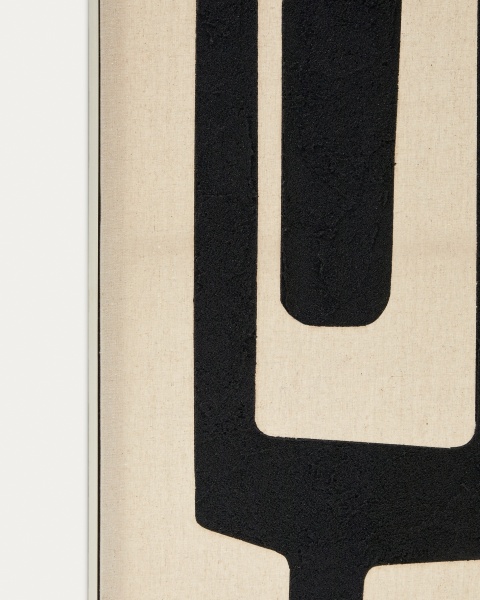 Salmi Абстрактная картина на льне бежевого и черного цвета 210 х 110 см от интернет-магазина IDODOM.RU