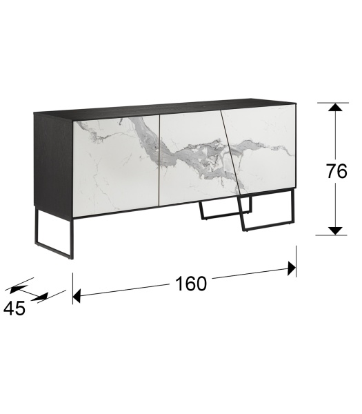 Сервант Kerala 3-дверный белый/черный от интернет-магазина IDODOM.RU