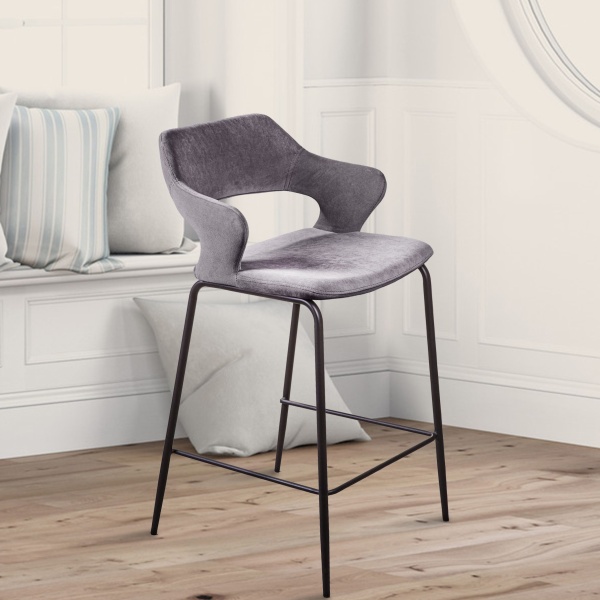 Стул полубарный Woddy, бархат антрацит от интернет-магазина IDODOM.RU