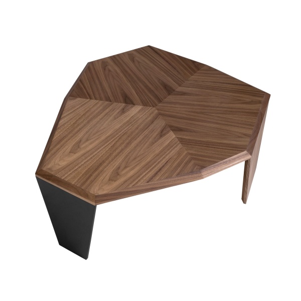 Ассиметричный журнальный столик 2136/MH2302A из ореха и черного ПВХ от интернет-магазина IDODOM.RU