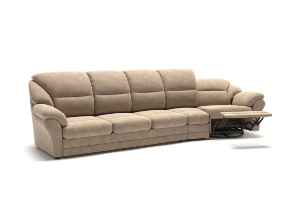 San-Remo диван-кровать с реклайнером и радиусным модулем велюр бежевый от интернет-магазина IDODOM.RU