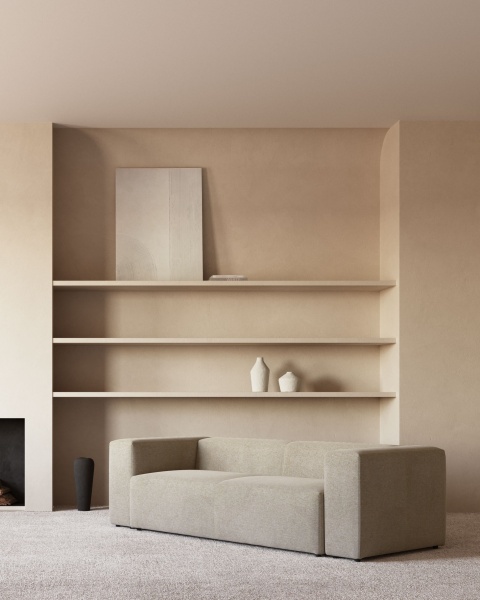 Диван 3-местный Blok бежевый от интернет-магазина IDODOM.RU