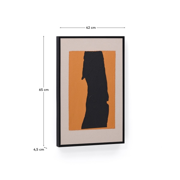 Zernu Абстрактная картина в оранжевых и чёрных тонах лен 42 x 65 см от интернет-магазина IDODOM.RU