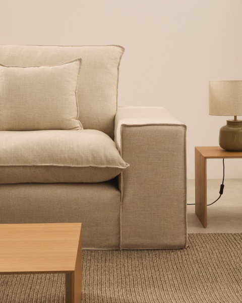 Anarela бежевый льняной диван 2-местный со съемным чехлом и подушками 240 см от интернет-магазина IDODOM.RU