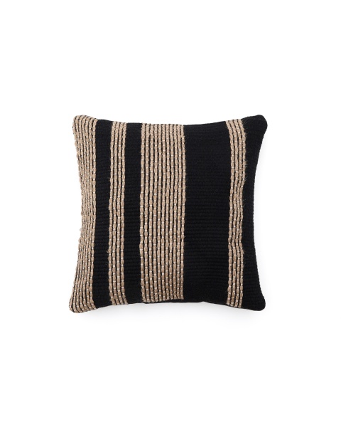 Чехол для подушки Aylin из хлопка черного цвета и вышивкой из джута 50 x 50 см от интернет-магазина IDODOM.RU