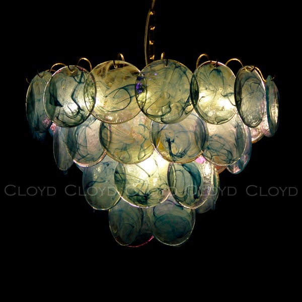 Люстра Cloyd LINZE-B C13 / Ø60 см - латунь - голубое стекло (арт.11675) от интернет-магазина IDODOM.RU