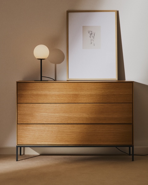 Vedrana Комод с 3 ящиками из дубового шпона со стальными ножками 110 x 75 см от интернет-магазина IDODOM.RU