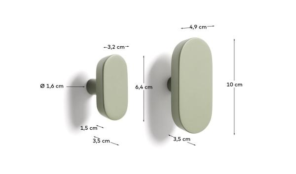 Набор из 2 вешалок Arely из бука с зеленым лаковым покрытием, 6,5 см/10 см от интернет-магазина IDODOM.RU