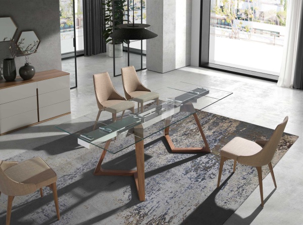 Раздвижной прямоугольный стол 1115/MC1772DT из закаленного стекла от интернет-магазина IDODOM.RU