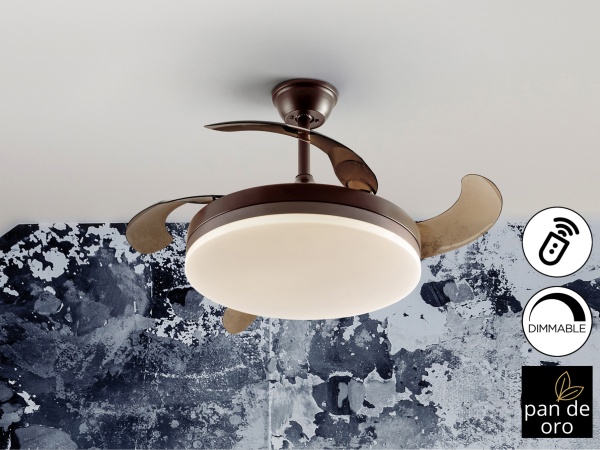 Потолочный вентилятор с подсветкой Vento черно-золотой Ø50 DIM от интернет-магазина IDODOM.RU